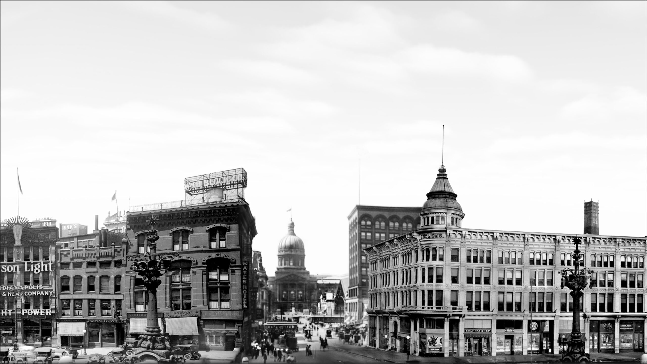 View of several multistory buildings in a city.