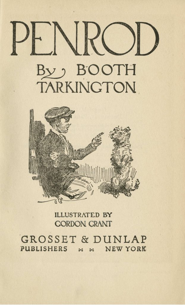 The page shows an illustration of a young boy and a dog. 