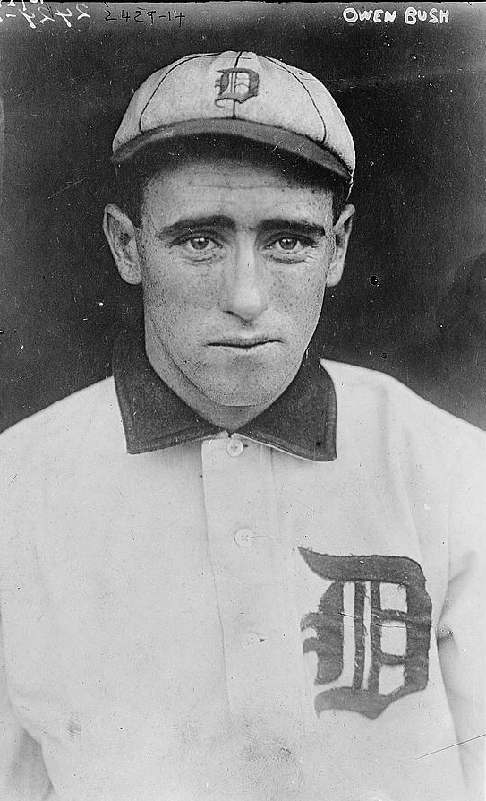 Headshot of Donie Bush wearing a baseball uniform. 