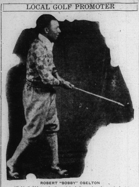 A news clipping titled "Local Golf Promoter" shows a man holding a golf club.