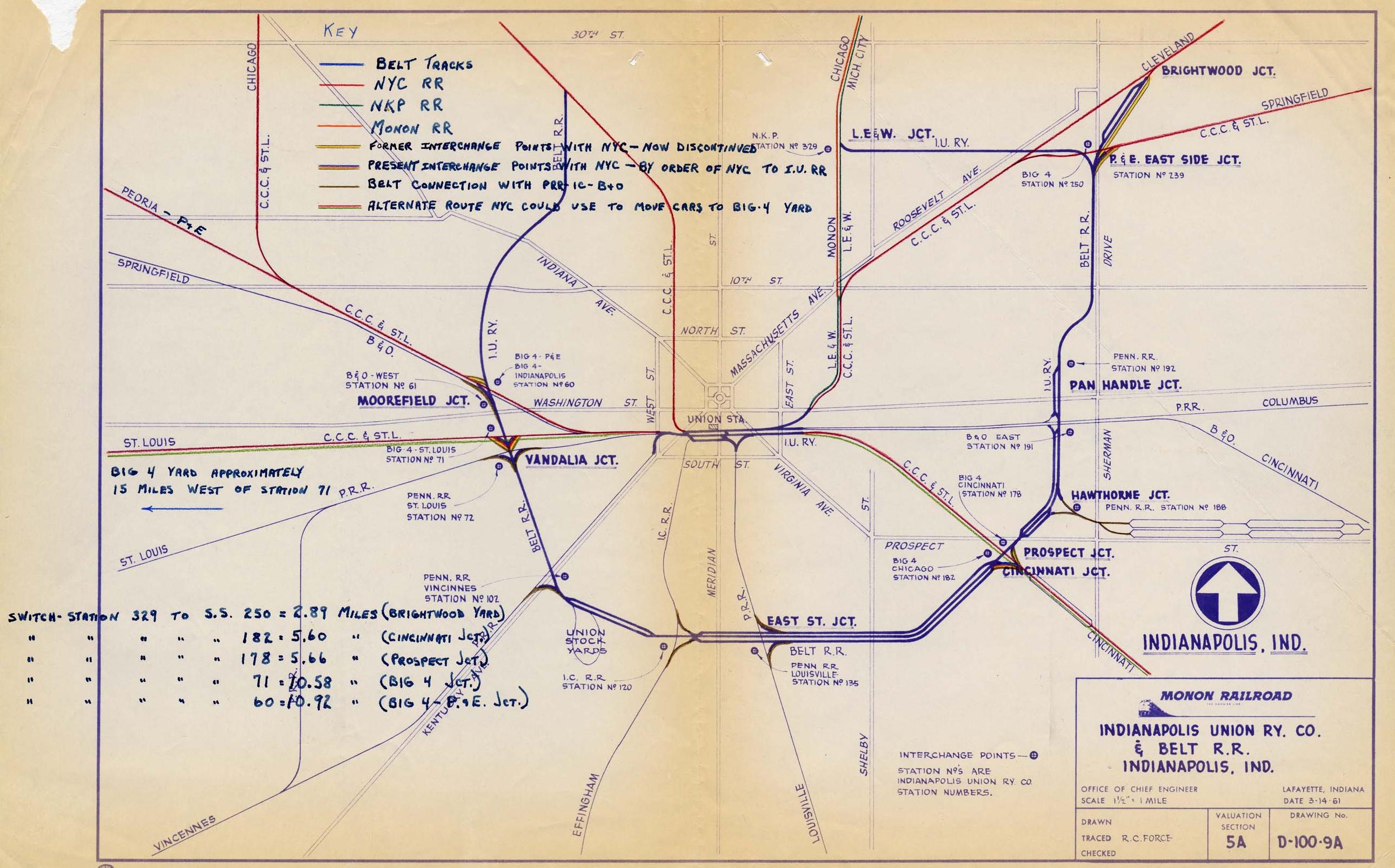 Monon Railroad map. 