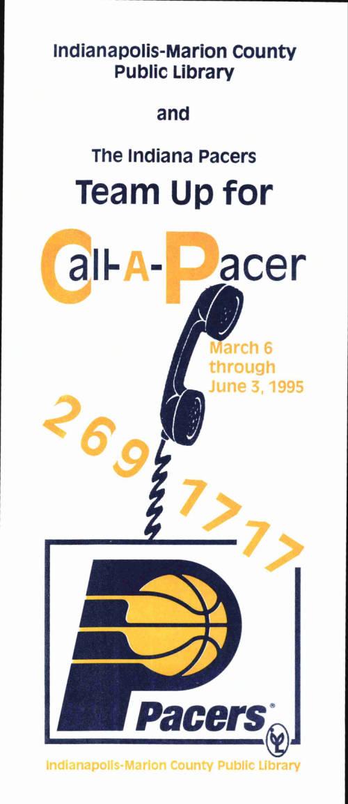 A flyer with a Pacers logo and a graphic of a phone.