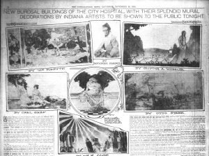 Newsclipping featuring some of the artwork for the mural project, 1914