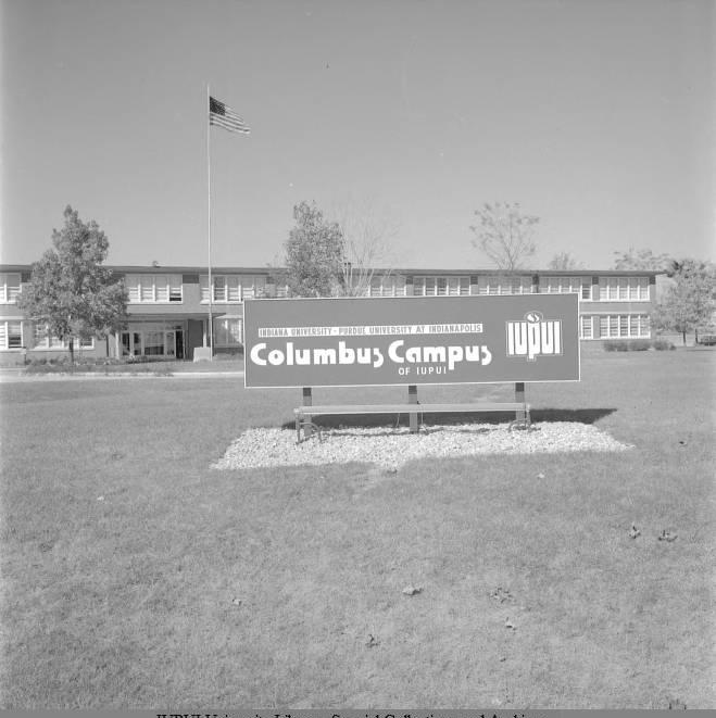 A sign reads "Columbus Campus, I U P U I."