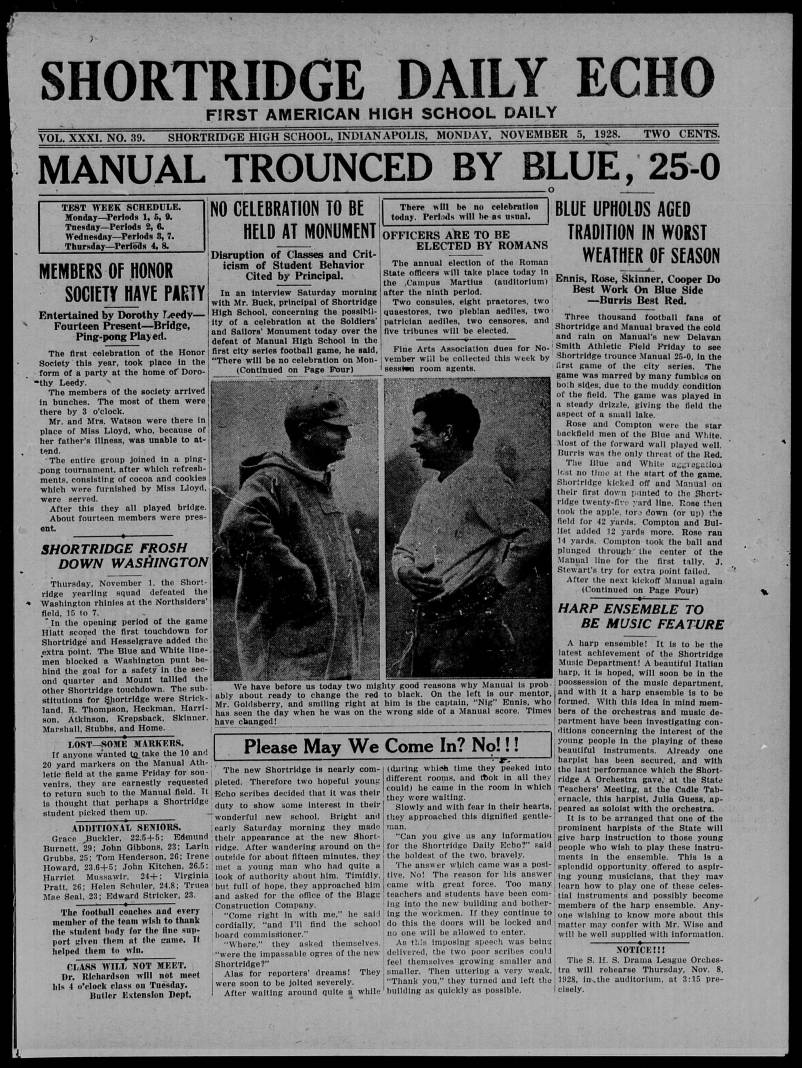 A newspaper frontpage is shown.