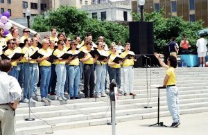 The Indianapolis Men's Chorus performed for the Indy Pride festival in 1992.