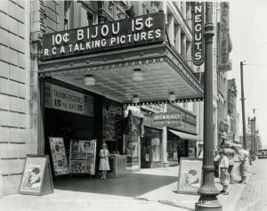Entrance and marquee of the Bijou Theatre, 1930