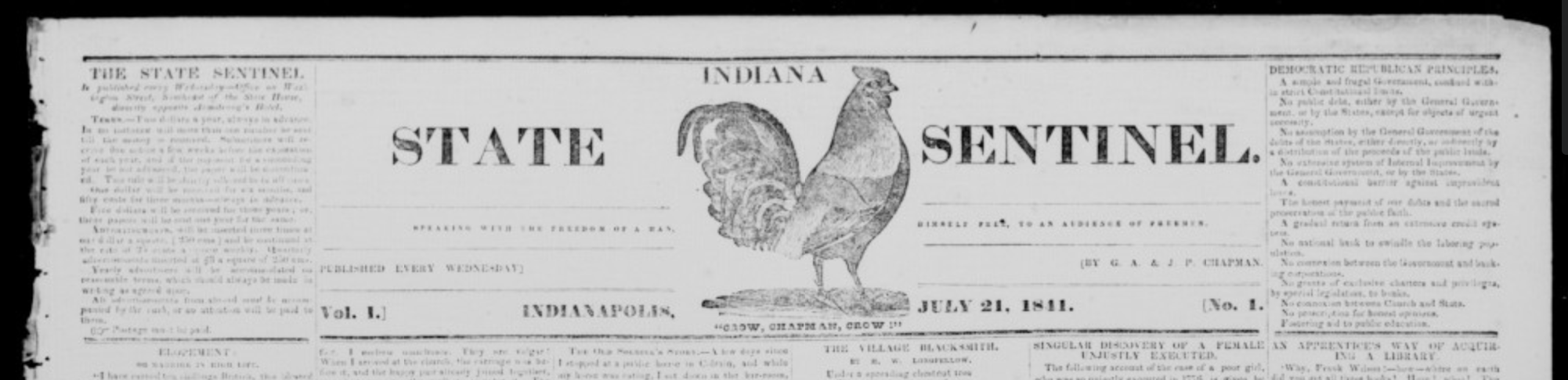 The masthead features a rooster between the words "State" and "Sentinel".