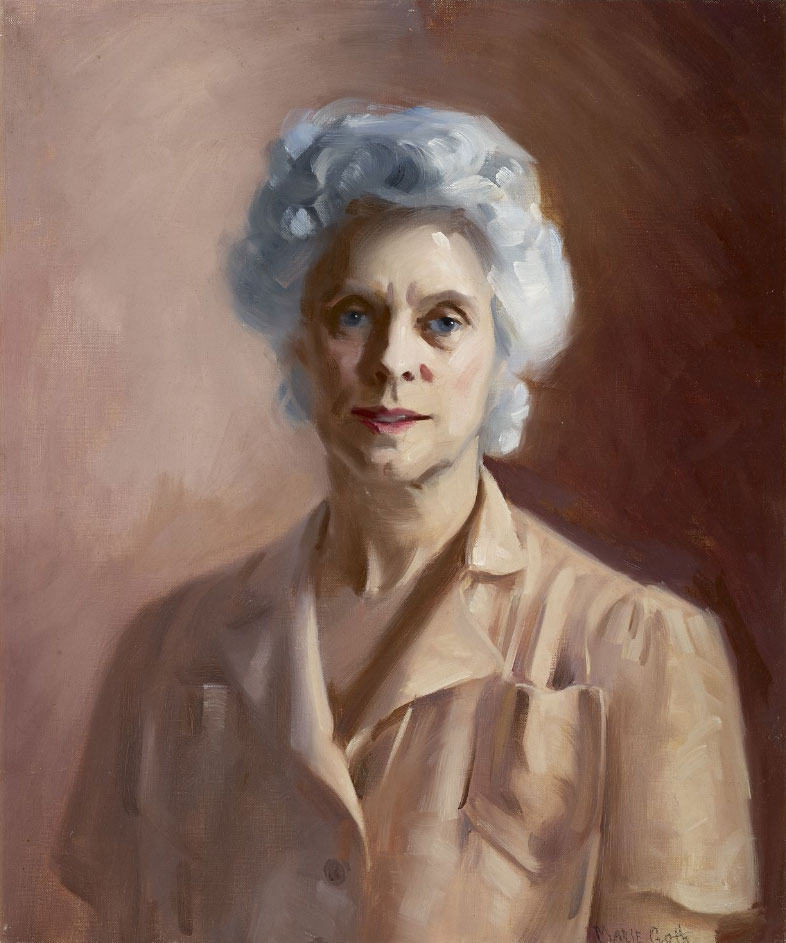 Gretchen Stark (Gretchen was the daughter of Otto Stark)
A painting of a grey haired woman. 