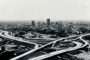 Indianapolis skyline and interstate system, ca. 1975