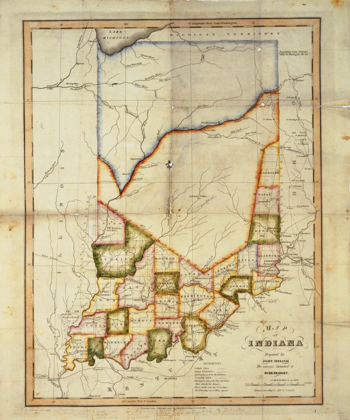 Indiana State Map, 1819