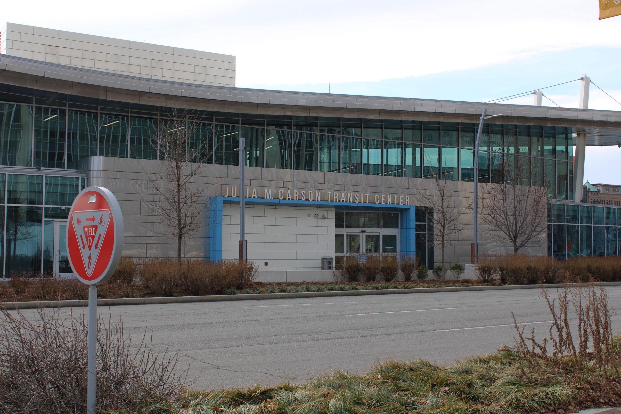 Entrance to a bus terminal.