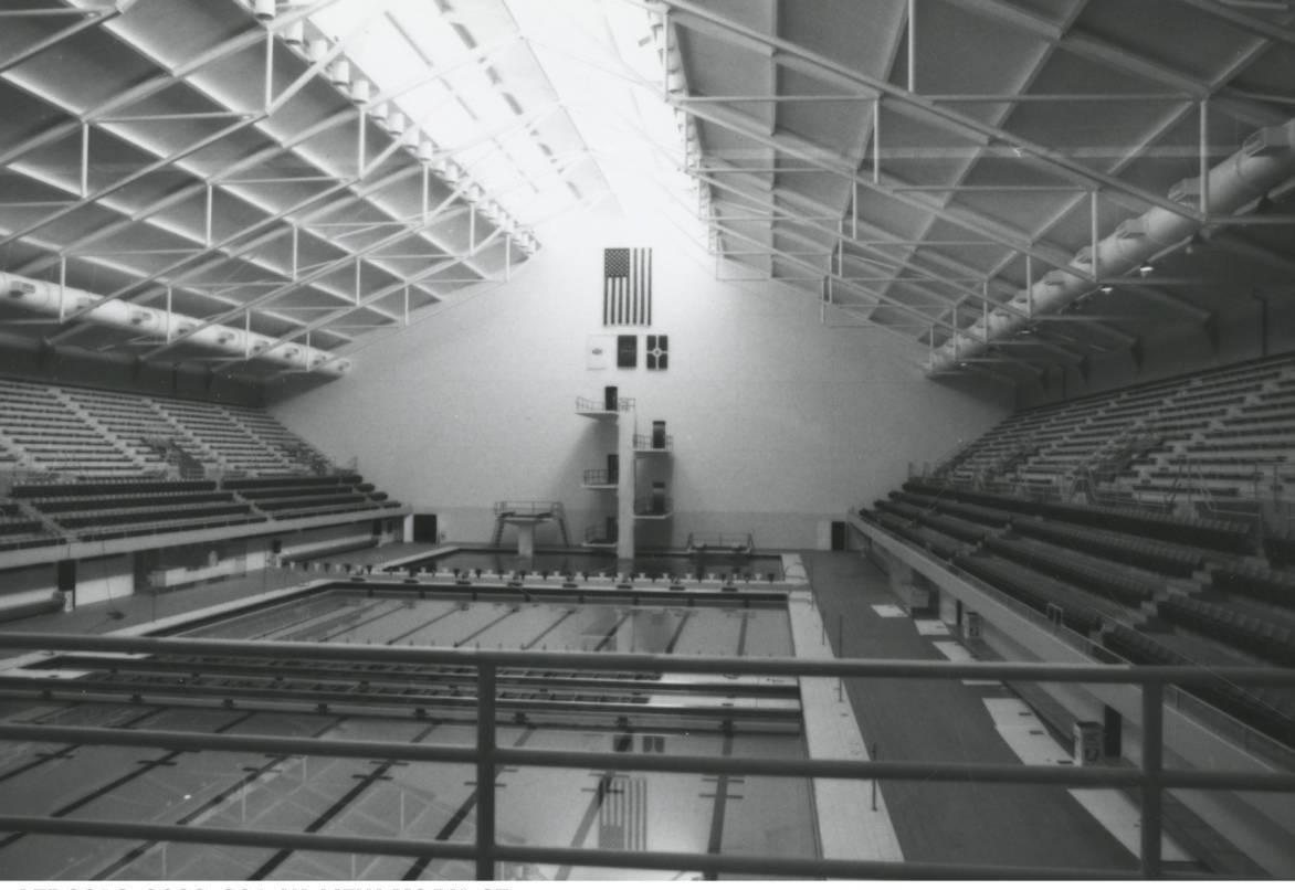 A view of an indoor pool.