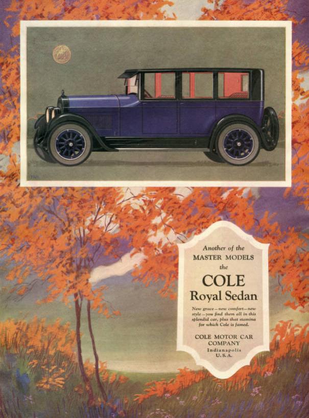The advertisement is a picture of the car with an autumnal landscape background.