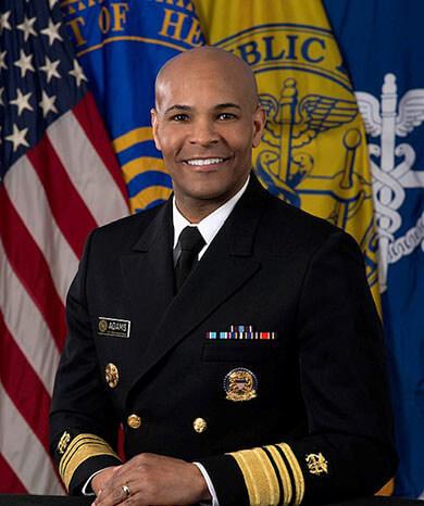 Headshot of U.S. Surgeon General Jerome Adams wearing a military uniform.