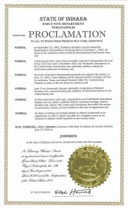 2020 Indiana proclamation declaring June 19 as Juneteenth