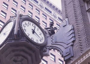 L.S. Ayres Clock with Cherub, ca. 2000