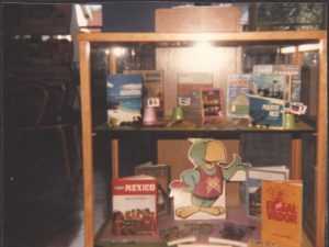 Pan Am display at College Avenue Branch, 1987