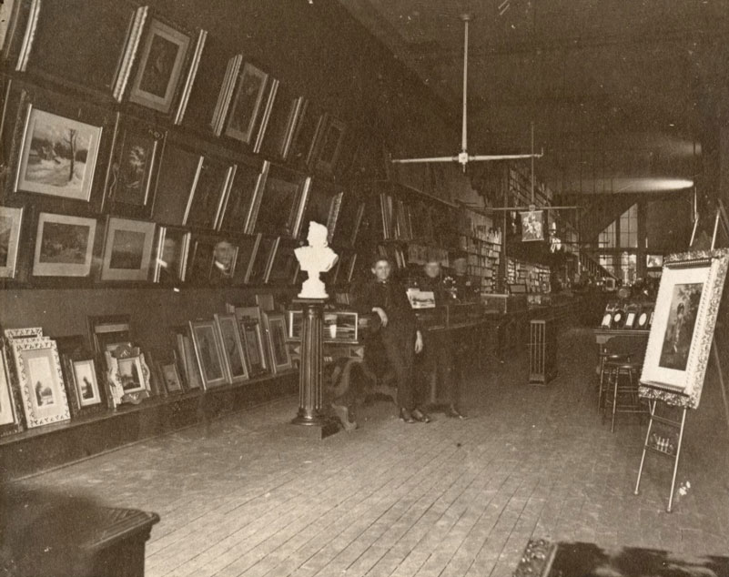 Interior view of the H. Lieber Art Emporium, ca. 1890.  Indiana Historical Society

