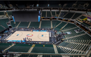 A virtually empty Bankers Life Fieldhouse moments after the cancellation of the Big Ten Men's tournament, 2020