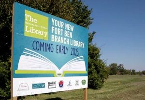 The new site for Indianapolis Public Library's Fort Ben Branch sits empty due to pandemic-related delays, 2021