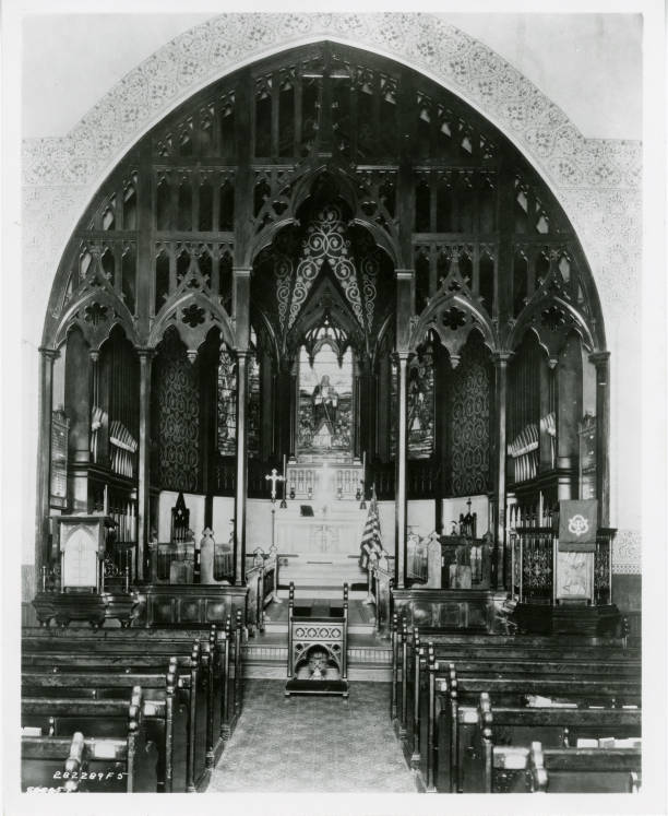 An interior view of a church sanctuary. 