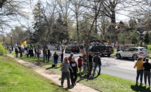 Protesters lined the street in front of the Governor's Residence, 2020