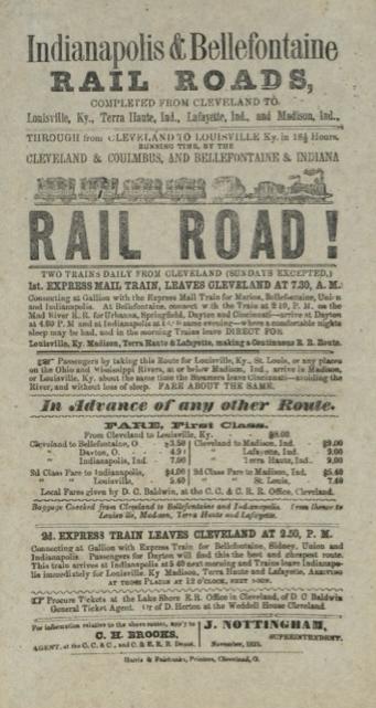 A flyer showing the fares for the railroad.