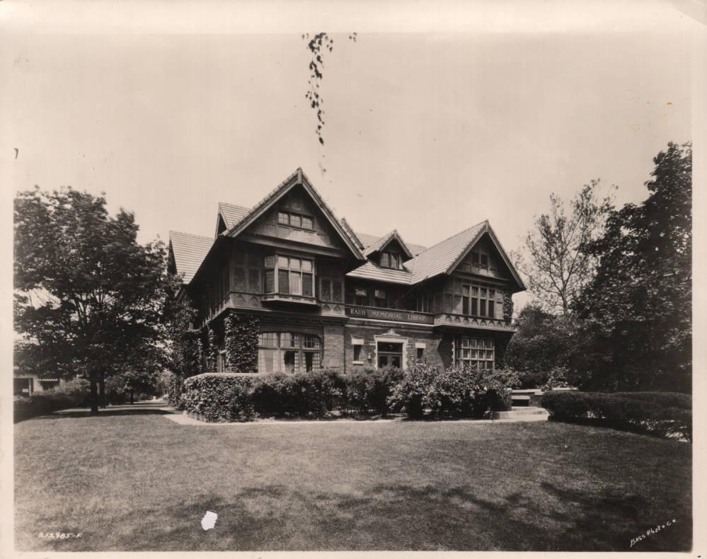 Exterior view of a large multistory house.