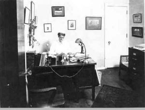 Ethel P. Clarke in her Long Hospital office, ca. 1922