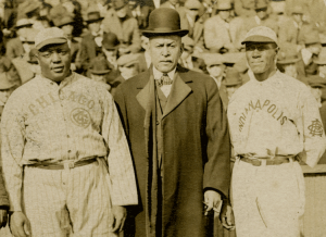 Rube Foster of the Chicago American Giants, J. D. Howard, and C. I. Taylor of the Indianapolis ABCs, 1916