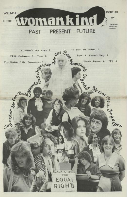 Magazine cover featuring a collage of different women. The collage is shaped like a mountain and includes the text "Together we can build mountains, together we can move mountains, together we can move, together."