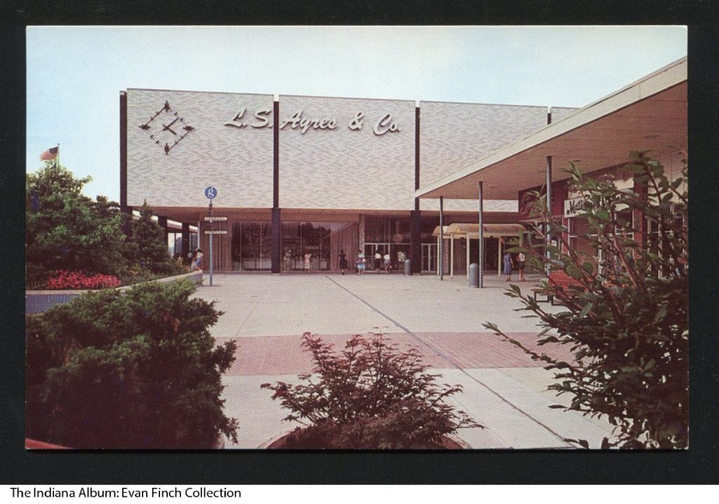 Exterior view of Glendale Mall showing the L.S. Ayres store. 