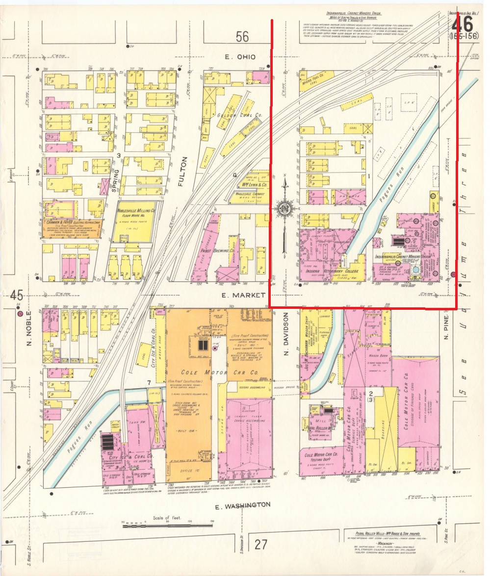 Map showing the location of individual buildings. 