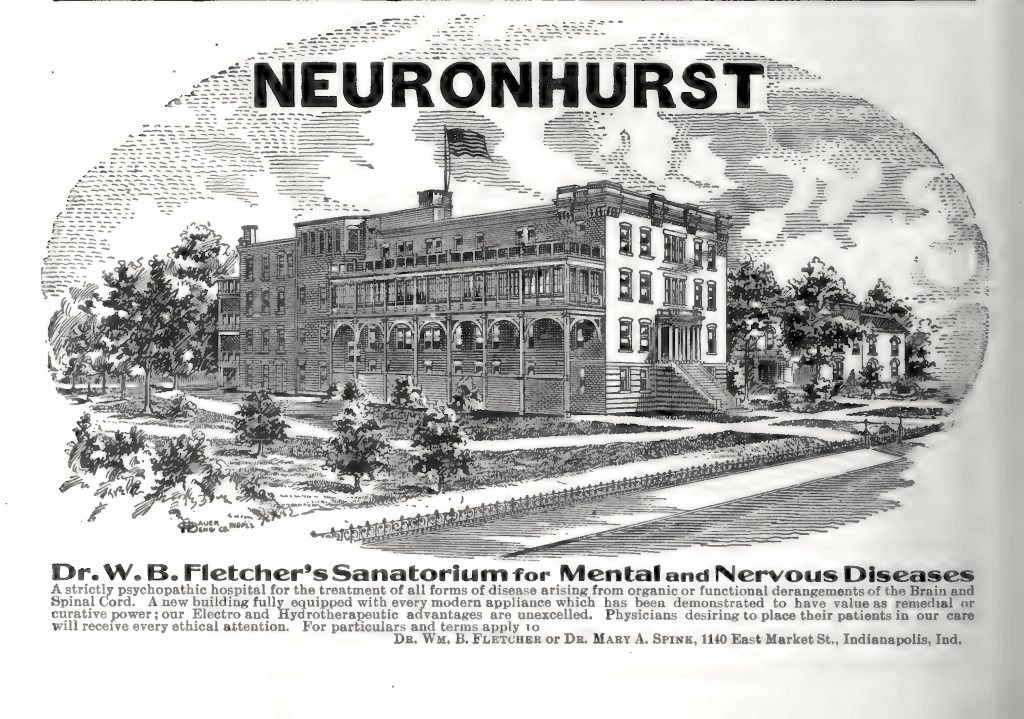 Advertisement with an illustration of a large, multi-story building. 