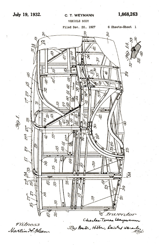 Line illustration of a car frame.