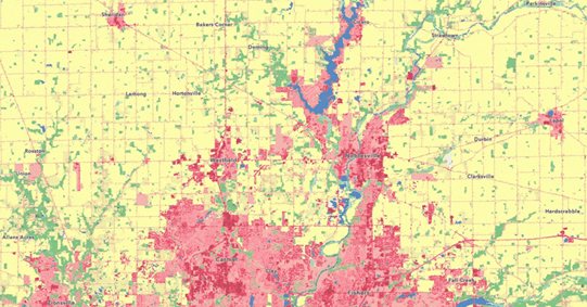 Animation showing the increase of developed land over time in Central Hamilton County.