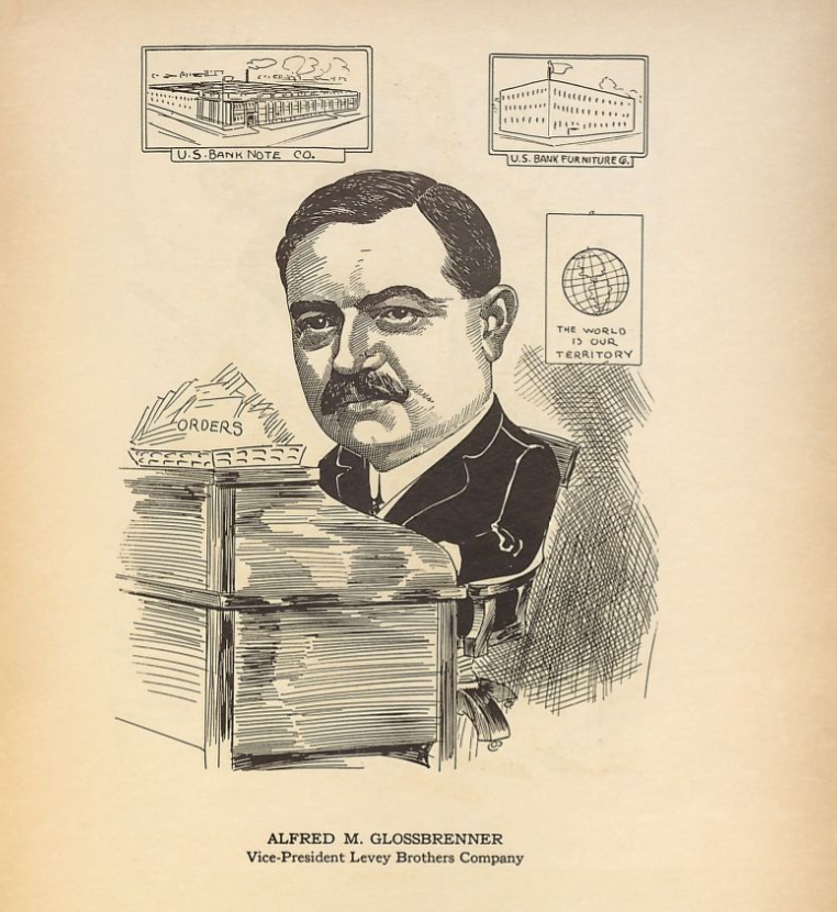 A caricature of a man sitting at a desk. A pile of papers are stacked on the top of the desk.