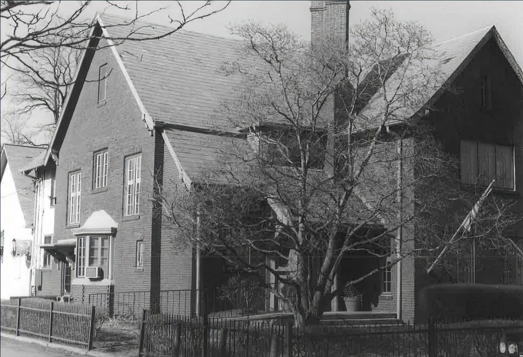 A multi-story brick house.