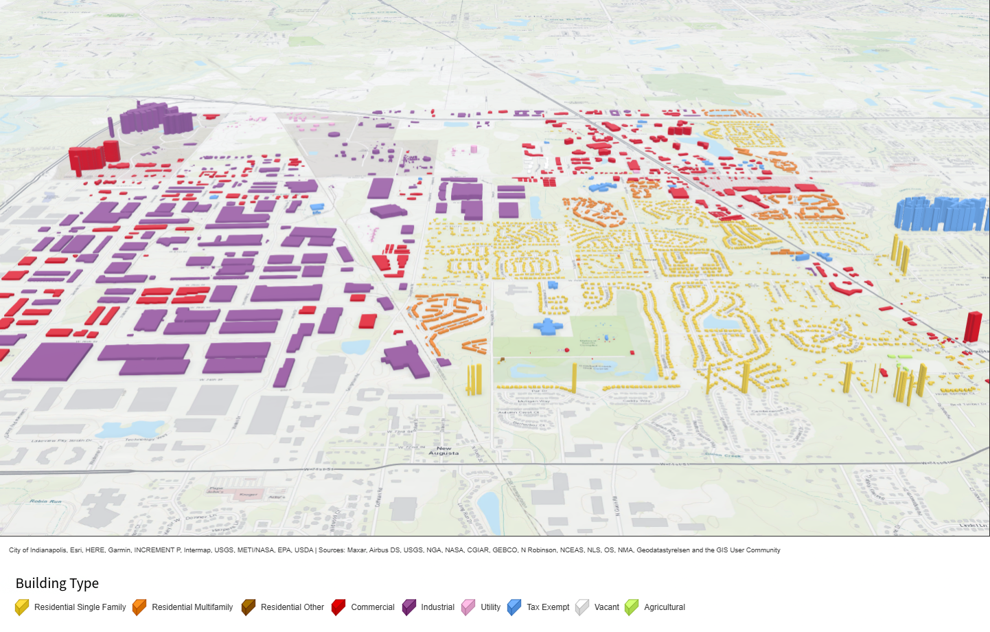 A map highlighting the buildings around Georgetown Road.