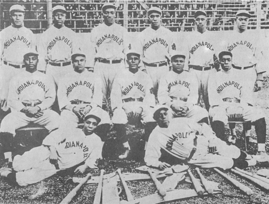 Indianapolis ABCs at Washington Park A group of baseball players pose together for a team photo.