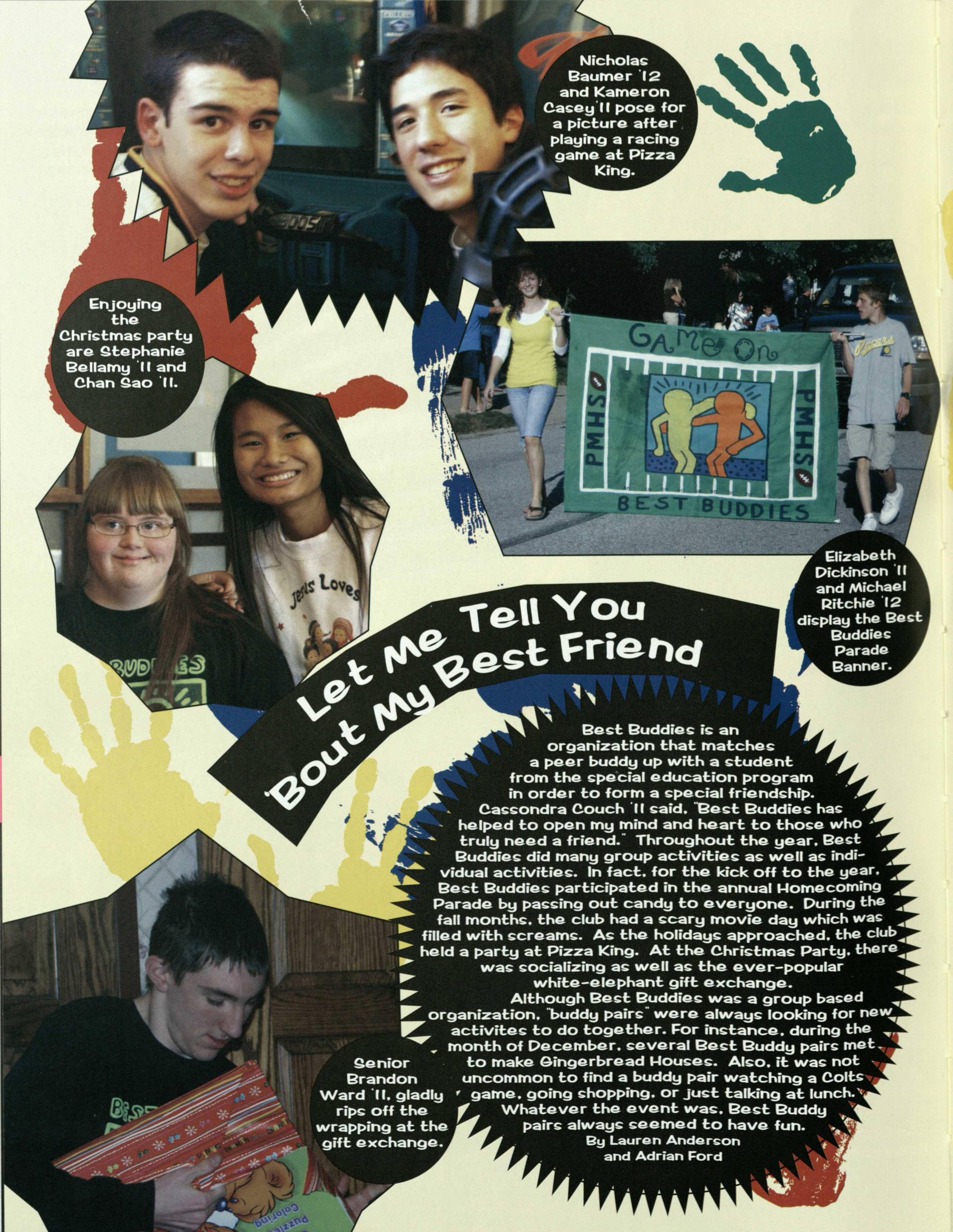 A collage with a description of the Best Buddies program and several images.